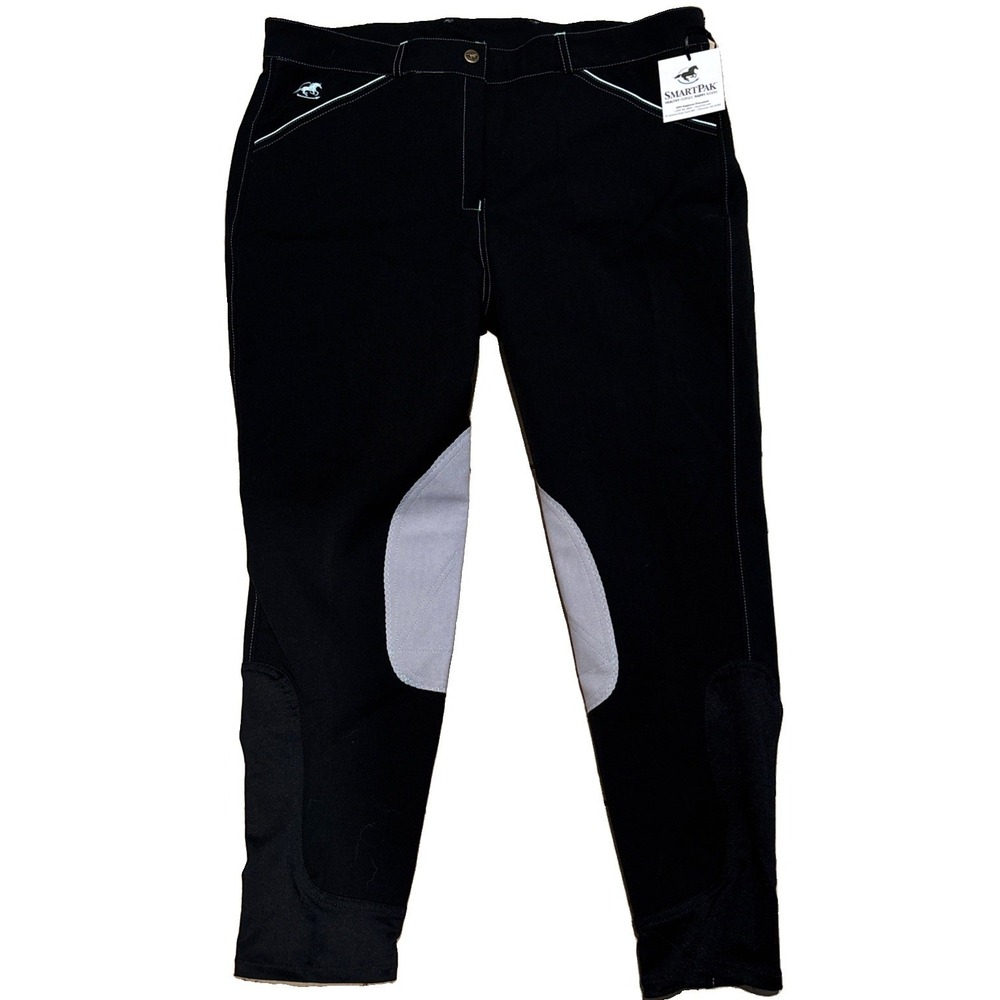 NWT Women's SmartPak Piper Equestrian Knee Patch Breeches Black Mint India 38R